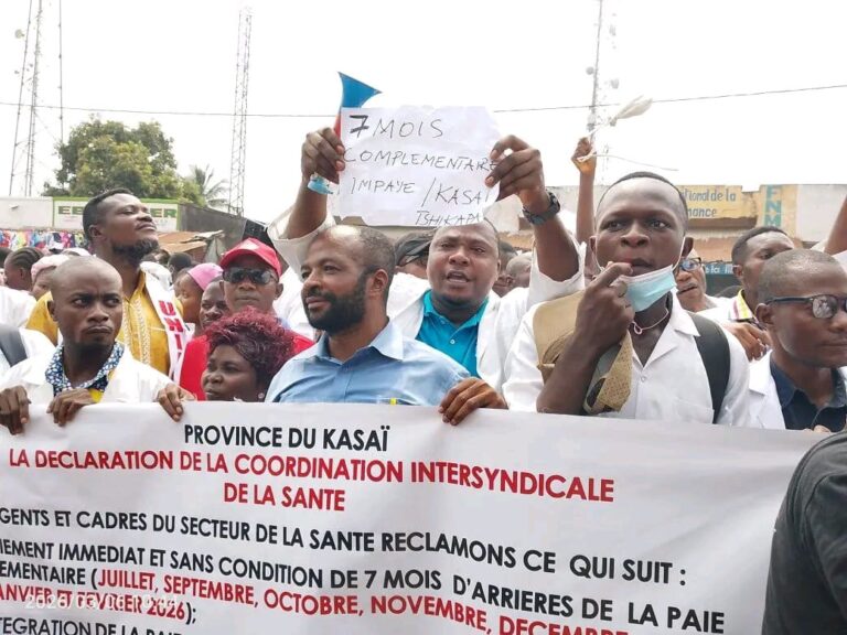 Kasaï : Les agents de santé menacent d’une grève sèche pour sept mois d’arriérés de salaire